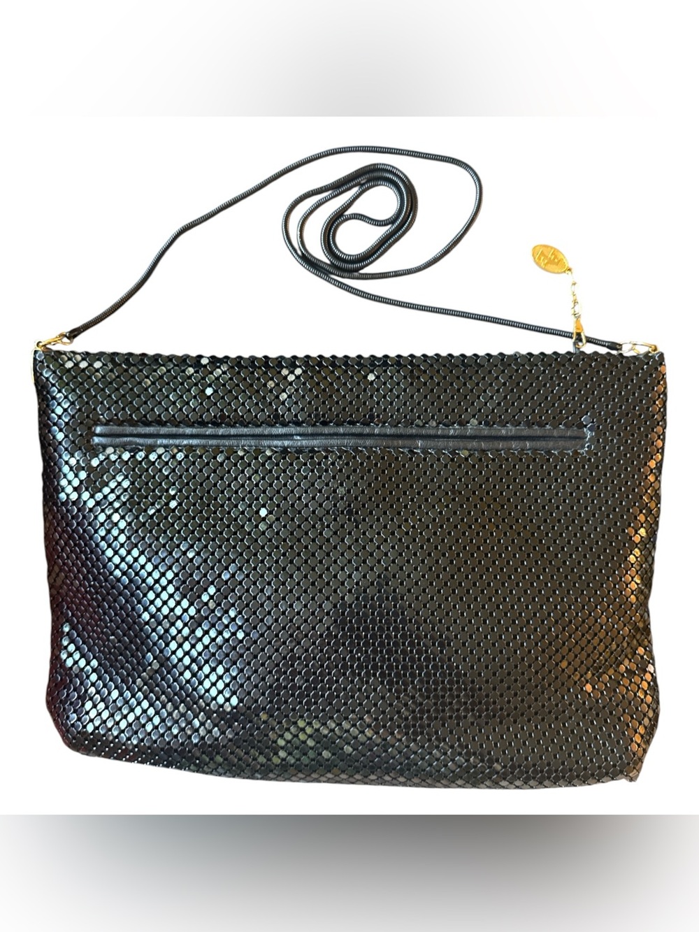 AE American Eagle Outfitters Black Metal Mesh Crossbody Purse Clutch Vintage